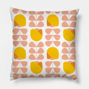 Retro Geometric Floral Pattern 1 in Orange, Peach and Yellow Pillow