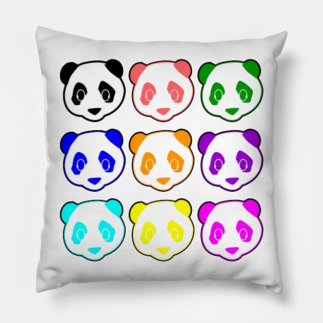 Panda Panda Panda Pillow by Spikeani