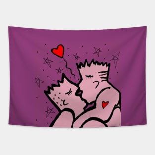 Gay Cartoon Kiss Tapestry