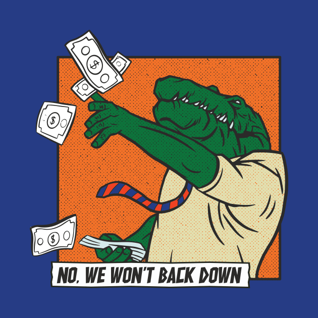 Vintage We Won't Back Down // Florida Blue & Orange Comic Swamp Alligator by SLAG_Creative