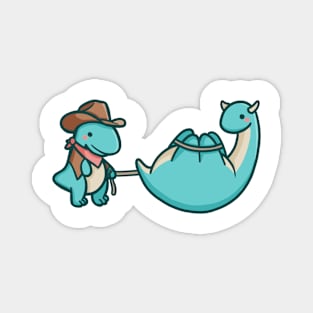 Cute cowboy dinosaur caught cow dino Magnet