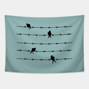 Black Birds on Wire Tapestry