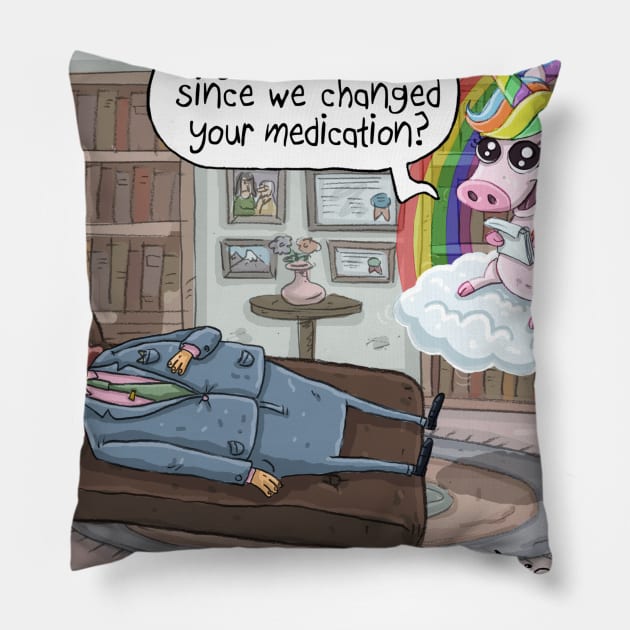 Unicorn Psychiatrist. Pillow by macccc8