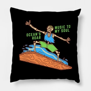 Ocean's Roar Skeleton Beach Party Pillow