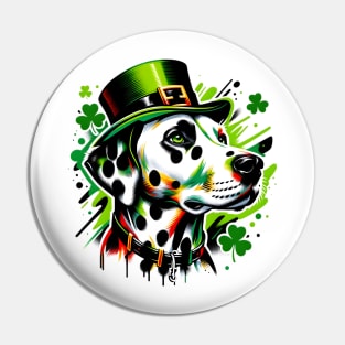 Dalmatian Enjoys Saint Patrick's Day in Graffiti Style Pin