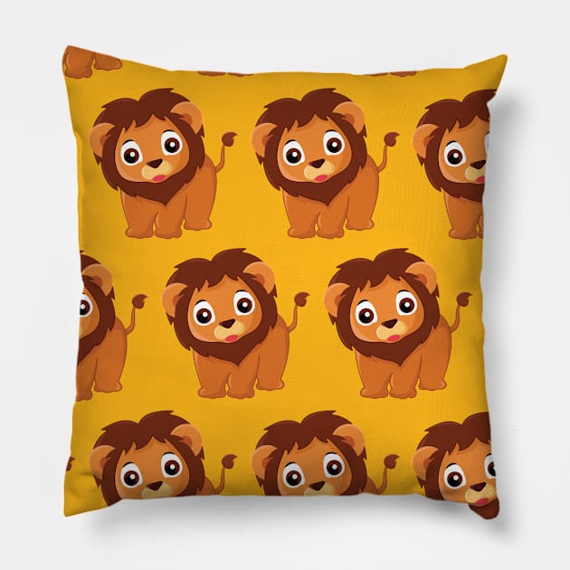 Cute Multi Lion Adorable African Animal Kawaii Zoo Creature Pillow by Mellowdellow