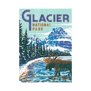 Glacier National Park Us Vintage Hiking Camping Lover T-Shirt