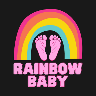 Rainbow Baby Pink Footprints T-Shirt