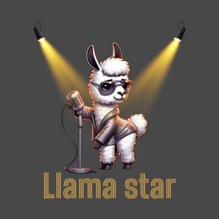 Stylish Llama Star: Funky Cartoon Animal T-Shirt Design T-Shirt