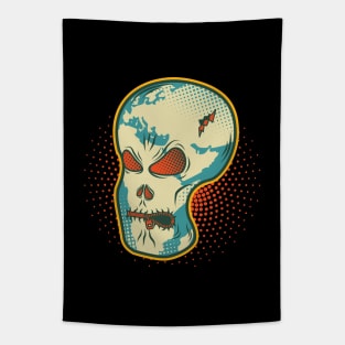 Speak Up! Earth Skull - Retro Colors Tapestry