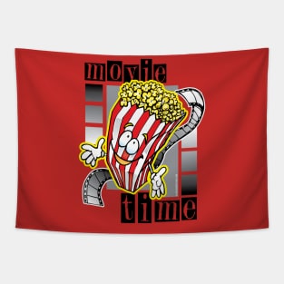 Movie Time Happy Popcorn Bag Cartoon Tapestry