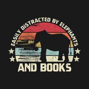 Easily distracted by elephants and books T-Shirt