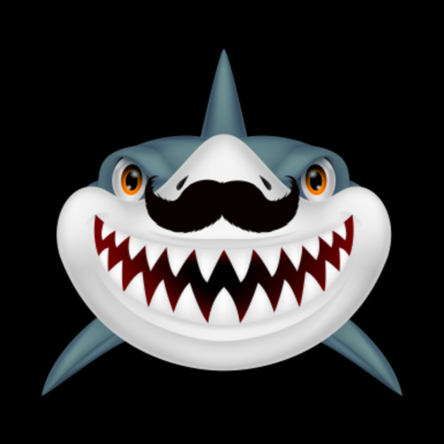 Funny Shark Bite With Mustache Deep Sea Ocean Design Shark Bite