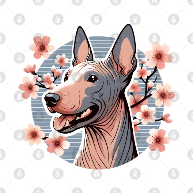 American Hairless Terrier Blooms with Spring Cherry Blossoms by ArtRUs