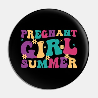 Pregnant Girl Summer Baby Shower Pregnancy Reveal Pin
