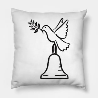 Peace Dove And Handbell black line variant Pillow