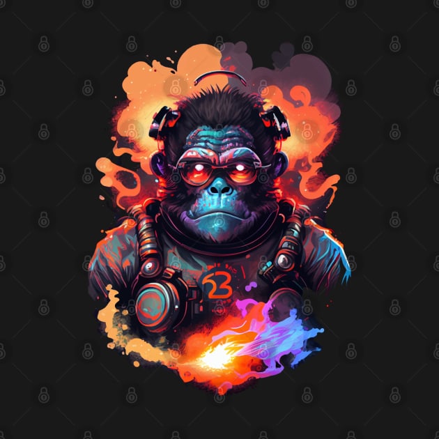 Cyberpunk Ape Portrait Sci-Fi Galactic Ape Explorer by AlNoah