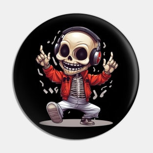 Funky Dancing Skeleton Anime Style Design Pin