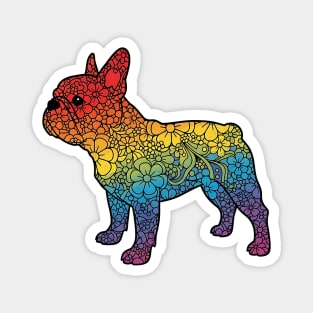 Floral Rainbow French Bulldog – Decorative Dog Silhouette Magnet