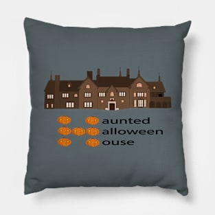 Haunted Haloween House Pumpkin Pillow