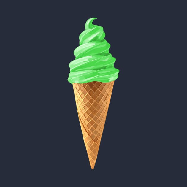 Green Mint Soft Serve Ice Cream Cone by Art by Deborah Camp