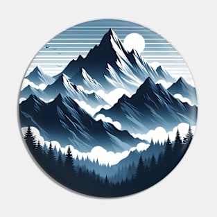 mountains, moon and trees Pin