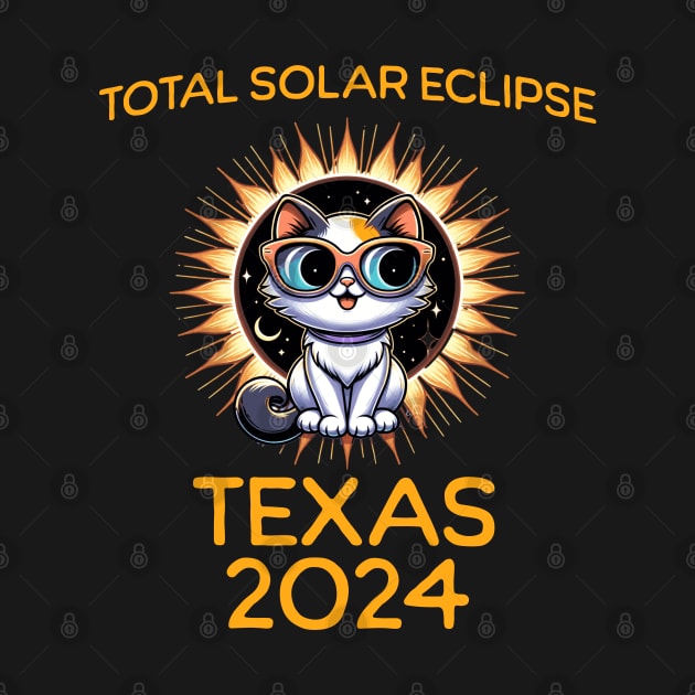 Funny Cat Sunglasses Total Solar Eclipse April 2024 Texas by JoeStylistics