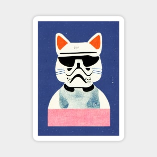 Stormtrooper Cat Retro Poster Vintage Art Space Wall Stars Galaxy Illustration Magnet