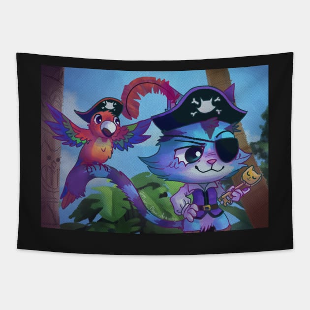 Yo ho ho and Meow Meow Meow Tapestry by Maru-Chan-Shop