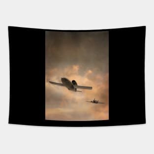 V1 flying bomb being chased by a Supermarine Spitfire Tapestry