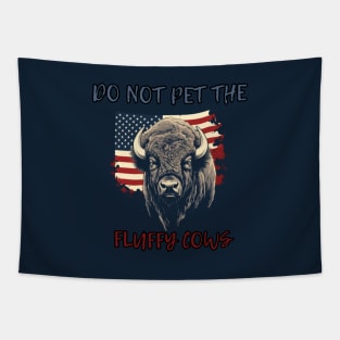 Do not pet the fluffy cows! American Bison, American Flag Tapestry