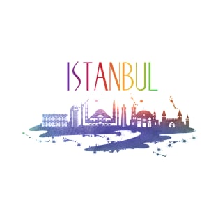 Istanbul Watercolor Skyline T-Shirt