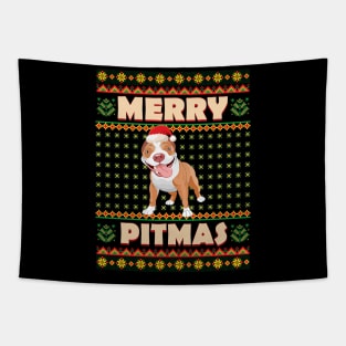 Merry Pitmas Pitbull Christmas Day Dog Lover Gift Tapestry