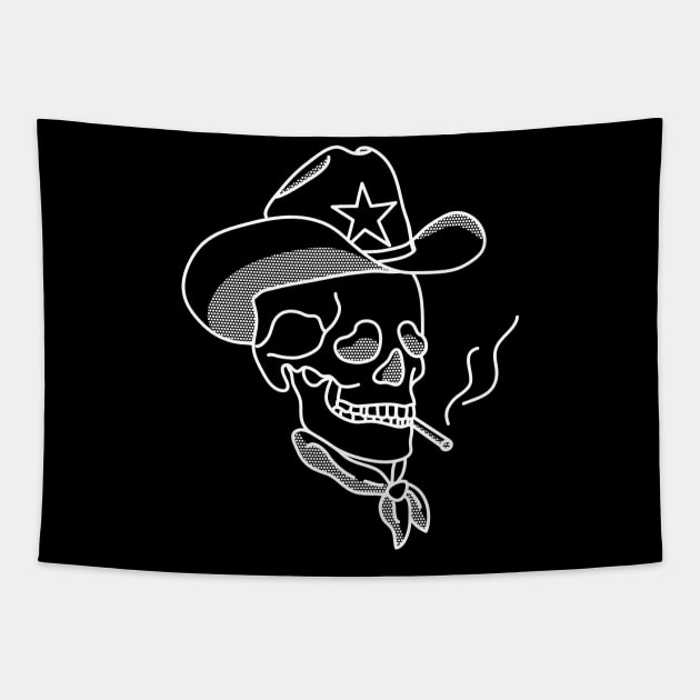 Western Cowboy Hat Skull Smoking Tapestry by YourGoods