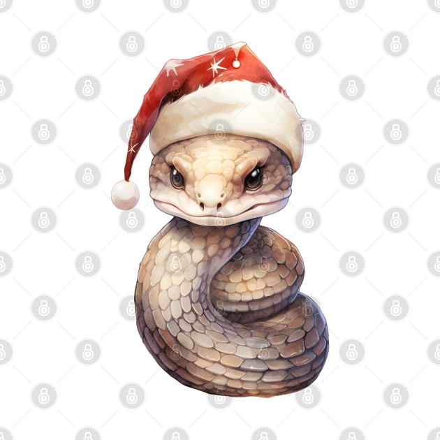 Western Diamondback Rattlesnake in Santa Hat by Chromatic Fusion Studio