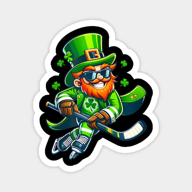 Playing Hockey St Patricks Day Sport Men Boys Magnet by Joyful Jesters