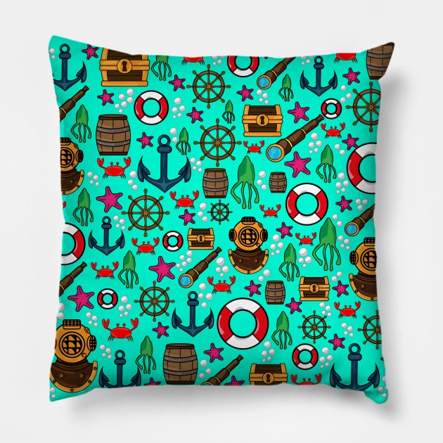 ship and sea Pillow by lacreatives