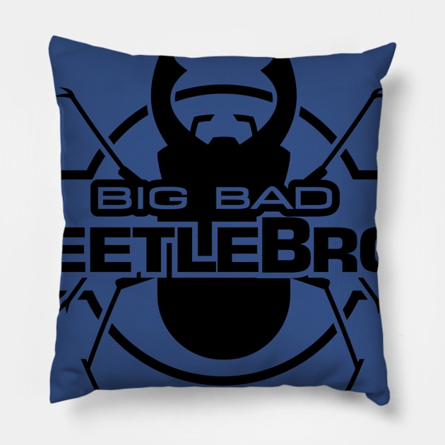 Beetle Bros Logo Black Pillow by GodPunk