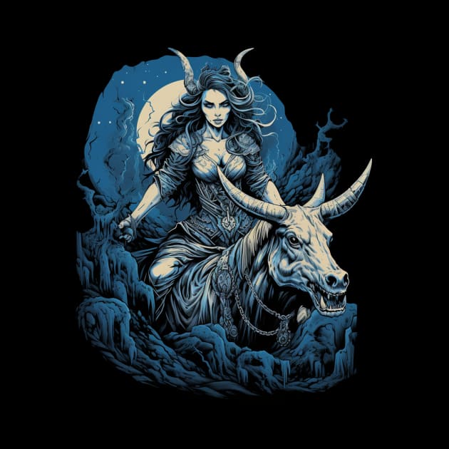 Heavy Metal Valkyrie Goddess Riding Steed Rocker Headbanger by LunaElizabeth