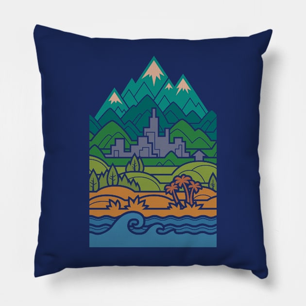 Small World Landscapes Pillow by Waynem