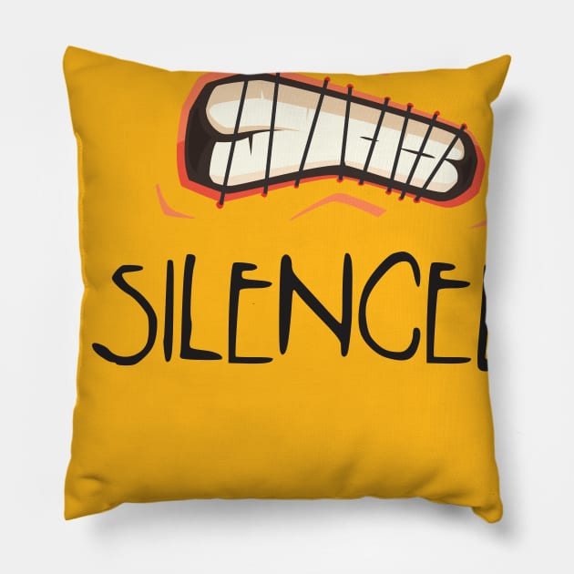 Silenced sewn lips protest Pillow by gfrsartwork