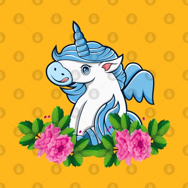 Cute Unicorn Flower Lover by JeffDesign