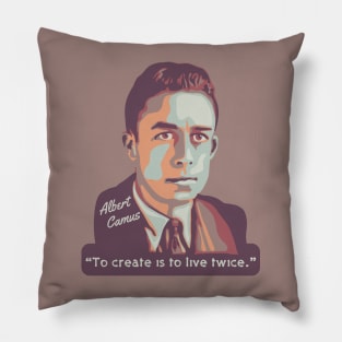 Albert Camus Portrait and Quote Pillow