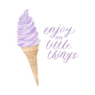 Purple Ice Cream "Enjoy the Little Things" Watercolour Painting T-Shirt