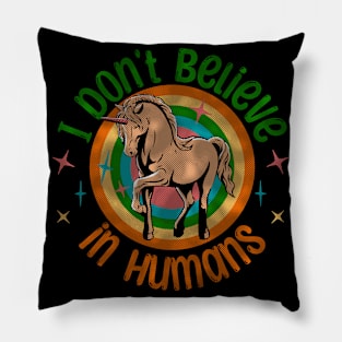 I don't believe in Humans - Unicorn - comic style Pillow