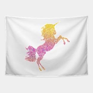 Pink and Yellow Ombre Faux Glitter Unicorn Tapestry