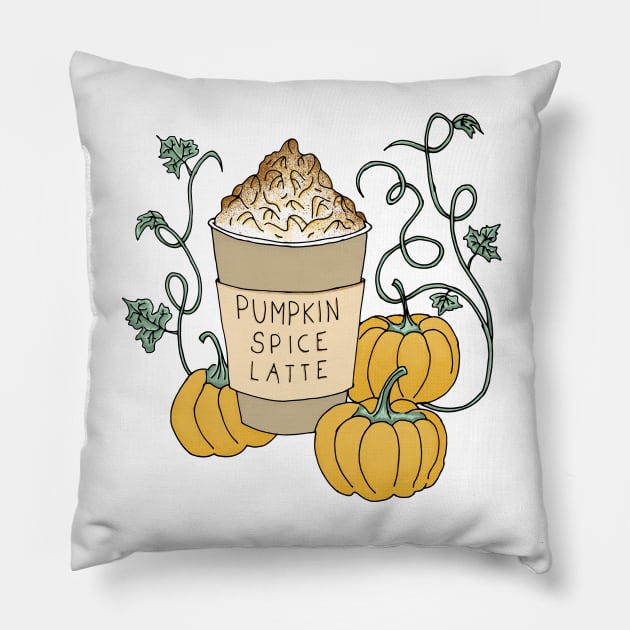 Pumpkin Spice Latte Drink Pillow by PrintablesPassions
