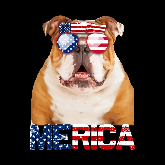 Merica Bulldog Dog American Flag 4Th Of July by jrgenbode