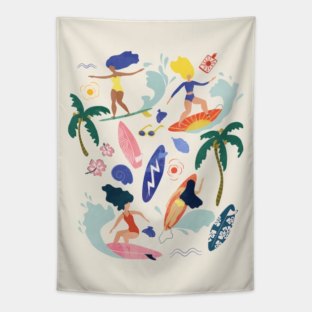 Surfing Girl Tapestry by Lidiebug
