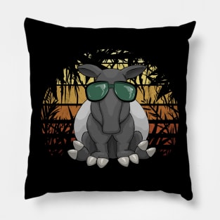 Retro Jungle Sunset Hipster Tapir With Sunglasses Pillow